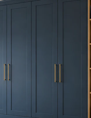 Close-up of fitted furniture details, shown as AI inspiration.